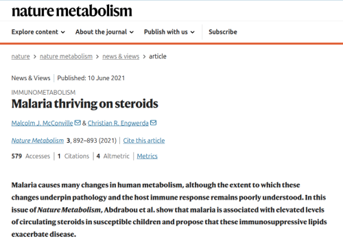 Malaria Thriving on Steroids
